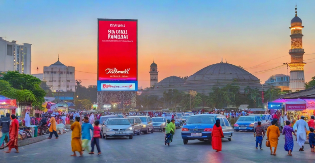 Billboard Telkomsel Ini Selalu Ingatkan Waktu Buka Puasa, Pernah Lihat?